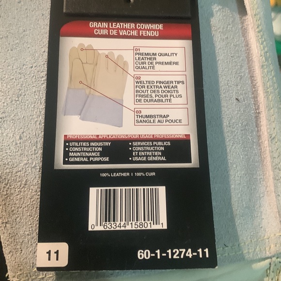 NWT Bob Dale Grain Leather Cowhide Welding Gloves Welted Fingers, Thumbstrap 11 - Picture 3 of 3